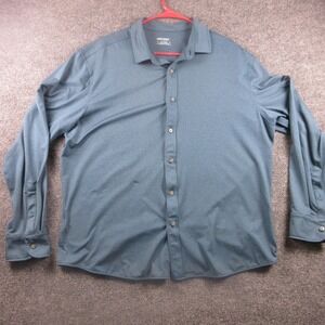 UNTUCKit Perf Tee‎ BD Shirt Mens XL Teal Blue Long Sleeve Button Front Stretch